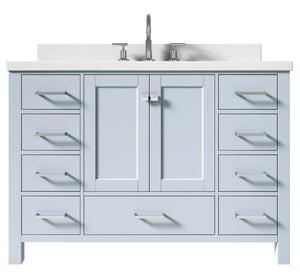Ariel Cambridge Grey Transitional 49" Oval Sink Vanity w/ White Quartz Countertop | A049SWQOVOGRY