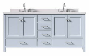 Ariel Cambridge Grey Transitional 73" Double Oval Sink Vanity w/ White Quartz Countertop | A073DWQOVOGRY A073DWQOVOGRY