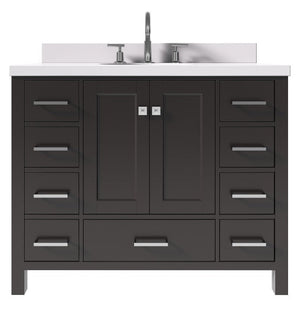 Ariel Cambridge White Transitional 43" Oval Sink Vanity w/ White Quartz Countertop | A043SWQOVOESP