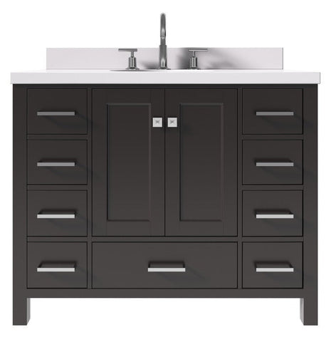 Image of Ariel Cambridge White Transitional 43" Oval Sink Vanity w/ White Quartz Countertop | A043SWQOVOESP