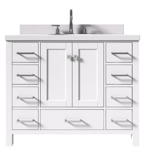 Ariel Cambridge White Transitional 43" Oval Sink Vanity w/ White Quartz Countertop | A043SWQOVOWHT
