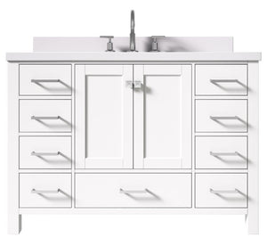 Ariel Cambridge White Transitional 49" Oval Sink Vanity w/ White Quartz Countertop | A049SWQOVOWHT
