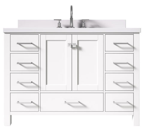 Image of Ariel Cambridge White Transitional 49" Oval Sink Vanity w/ White Quartz Countertop | A049SWQOVOWHT