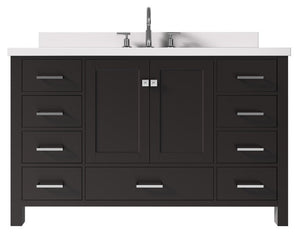 Ariel Cambridge White Transitional 55" Oval Sink Vanity w/ White Quartz Countertop | A055SWQOVOESP