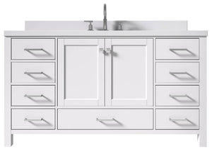 Ariel Cambridge White Transitional 61" Oval Sink Vanity w/ White Quartz Countertop | A061SWQOVOWHT