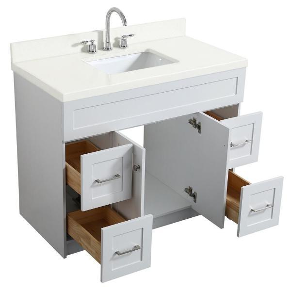 Ariel Hamlet 43" White Modern Single Sink Vanity Set F043S-WQ-WHT