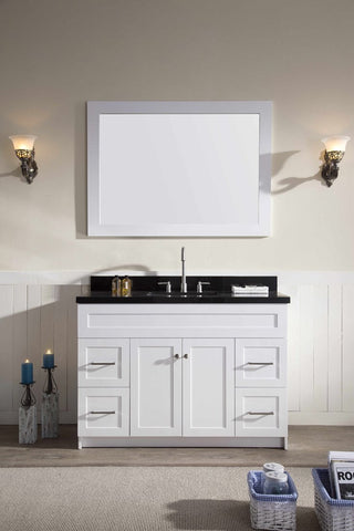 Image of Ariel Hamlet 49" Single Sink Vanity Set with Absolute Black Granite Countertop in White F049S-AB-WHT