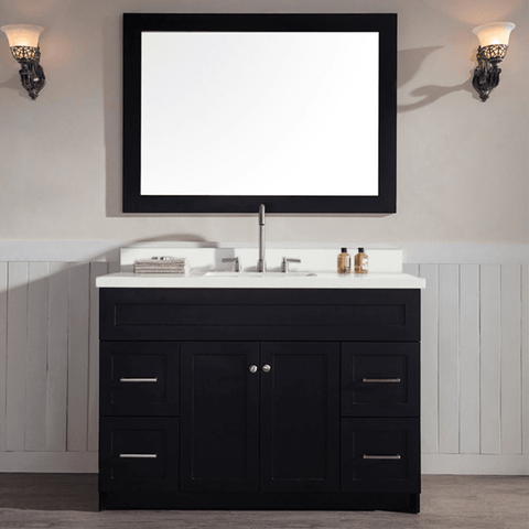 Image of Ariel Hamlet 49" Single Sink Vanity Set with White Quartz Countertop in Black F049S-WQ-BLK