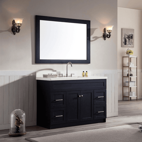 Image of Ariel Hamlet 49" Single Sink Vanity Set with White Quartz Countertop in Black F049S-WQ-BLK