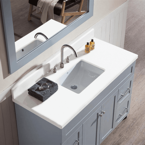 Image of Ariel Hamlet 49" Single Sink Vanity Set with White Quartz Countertop in Grey F049S-WQ-GRY