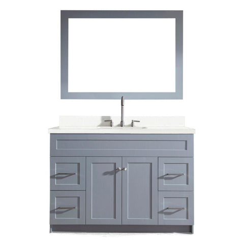 Image of Ariel Hamlet 49" Single Sink Vanity Set with White Quartz Countertop in Grey F049S-WQ-GRY