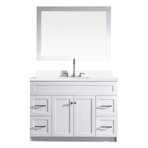 Ariel Hamlet 49" Single Sink Vanity Set with White Quartz Countertop in White F049S-WQ-WHT