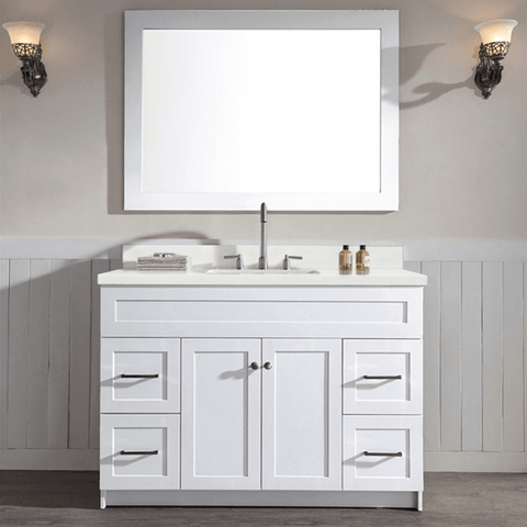 Image of Ariel Hamlet 49" Single Sink Vanity Set with White Quartz Countertop in White F049S-WQ-WHT