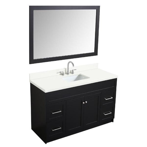 Ariel Hamlet 55" Black Modern Single Sink Vanity Set F055S-WQ-BLK