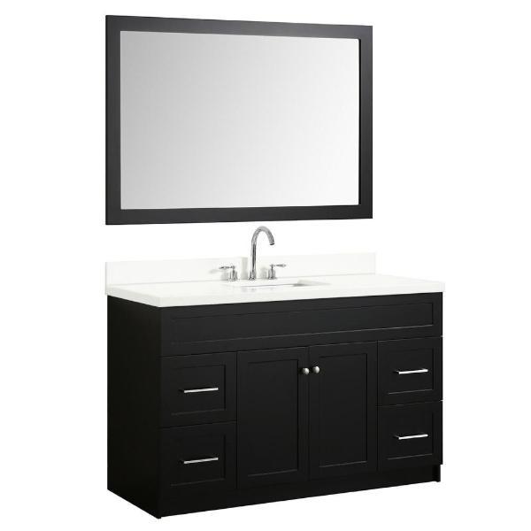 Ariel Hamlet 55" Black Modern Single Sink Vanity Set F055S-WQ-BLK