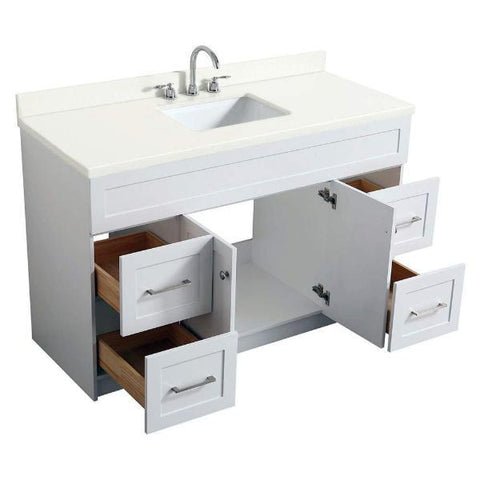 Ariel Hamlet 55" White Modern Single Sink Vanity Set F055S-WQ-WHT