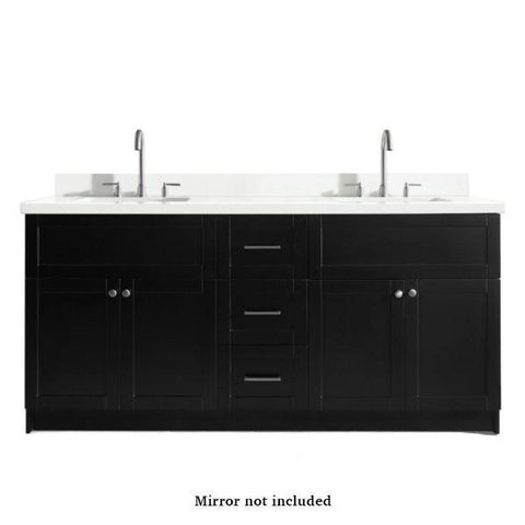 Image of Ariel Hamlet 73" Double Sink Vanity Set with White Quartz Countertop in Black