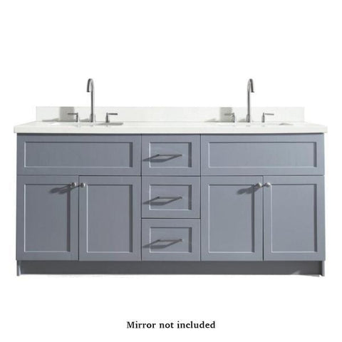 Image of Ariel Hamlet 73" Double Sink Vanity Set with White Quartz Countertop in Grey