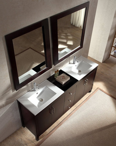 Image of Ariel Hanson 72" Double Sink Vanity Set in Espresso K072D-ESP