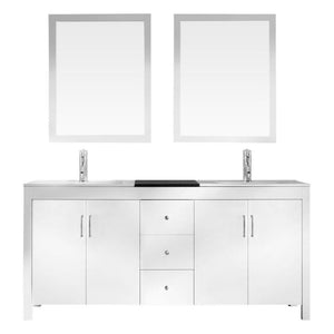 Ariel Hanson 72" Double Sink Vanity Set in White K072D-WHT