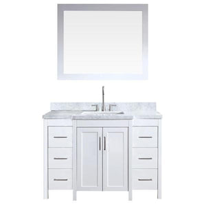 Ariel Hollandale 49" White Modern Single Sink Bathroom Vanity With Mirror E049S-WHT E049S-BLK