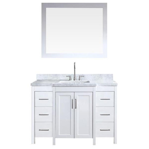 Image of Ariel Hollandale 49" White Modern Single Sink Bathroom Vanity With Mirror E049S-WHT E049S-BLK