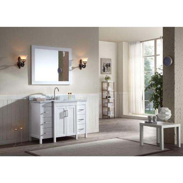 Ariel Hollandale 49" White Modern Single Sink Bathroom Vanity With Mirror E049S-WHT E049S-WHT