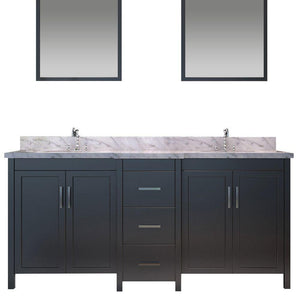 Ariel Hollandale 73" Double Sink Vanity Set in Black E073D-BLK