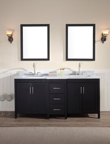 Image of Ariel Hollandale 73" Double Sink Vanity Set in Black E073D-BLK