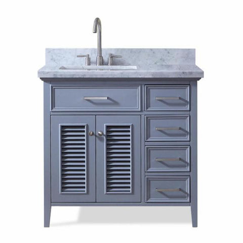 Image of Ariel Kensington 37" Grey Traditional Left Offset Single Sink Bathroom Vanity D037S-L-GRY