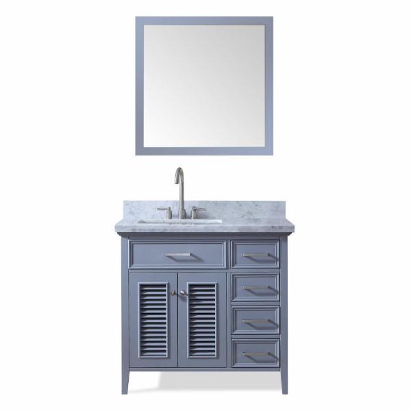 Ariel Kensington 37" Grey Traditional Left Offset Single Sink Bathroom Vanity D037S-L-GRY