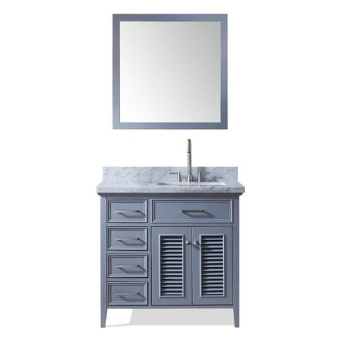 Image of Ariel Kensington 37" Grey Traditional Right Offset Single Sink Bathroom Vanity D037S-R-GRY