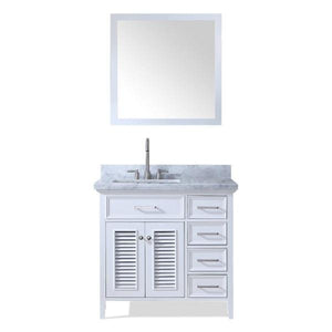 Ariel Kensington 37" White Traditional Left Offset Single Sink Bathroom Vanity D037S-L-WHT