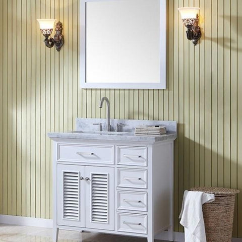 Image of Ariel Kensington 37" White Traditional Left Offset Single Sink Bathroom Vanity D037S-L-WHT