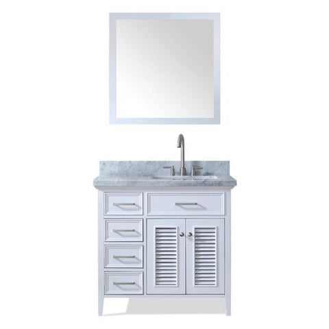 Image of Ariel Kensington 37" White Traditional Right Offset Single Sink Bathroom Vanity D037S-R-WHT
