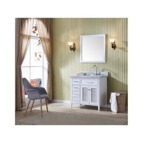 Image of Ariel Kensington 37" White Traditional Right Offset Single Sink Bathroom Vanity D037S-R-WHT