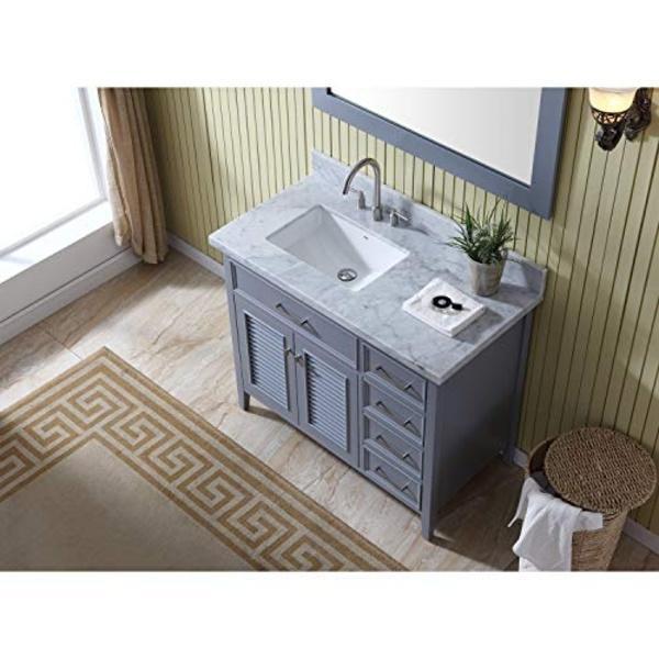 Ariel Kensington 43" Grey Traditional Left Offset Single Sink Bathroom Vanity D043S-L-GRY