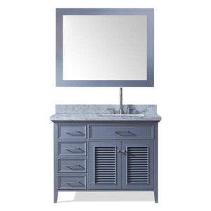 Ariel Kensington 43" Grey Traditional Right Offset Single Sink Bathroom Vanity D043S-R-GRY