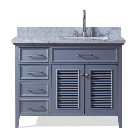 Image of Ariel Kensington 43" Grey Traditional Right Offset Single Sink Bathroom Vanity D043S-R-GRY
