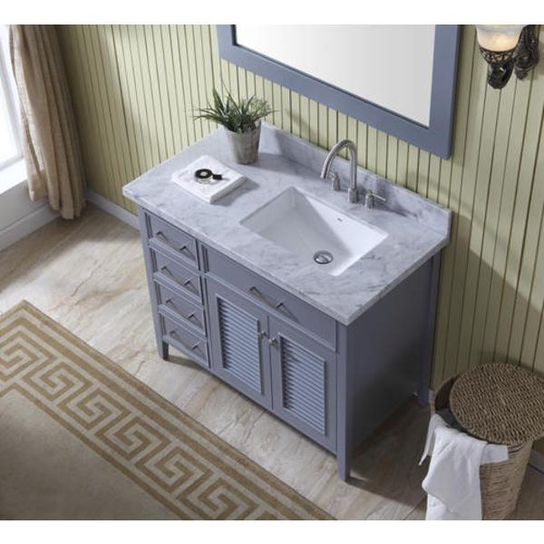 Ariel Kensington 43" Grey Traditional Right Offset Single Sink Bathroom Vanity D043S-R-GRY