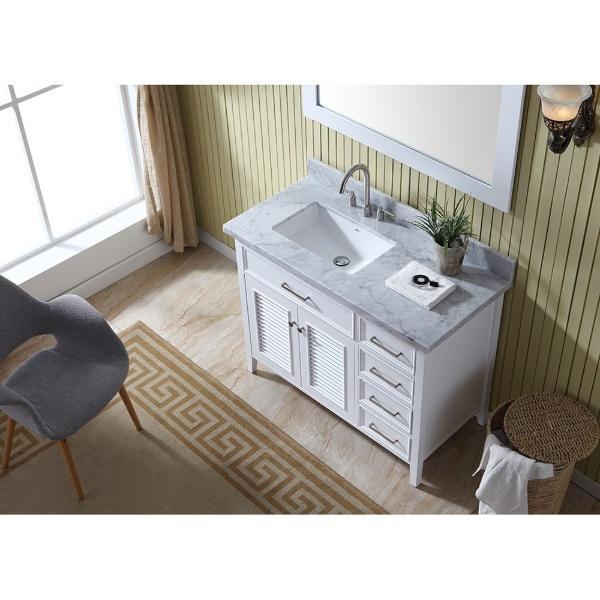 Ariel Kensington 43" White Traditional Left Offset Single Sink Bathroom Vanity D043S-L-WHT
