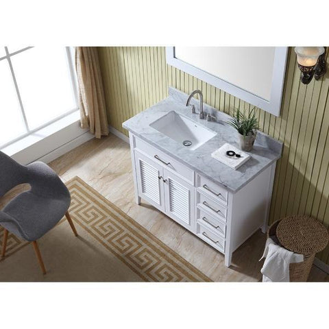 Image of Ariel Kensington 43" White Traditional Left Offset Single Sink Bathroom Vanity D043S-L-WHT