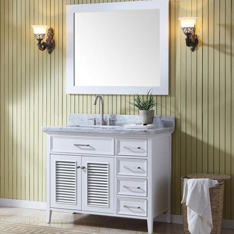 Image of Ariel Kensington 43" White Traditional Left Offset Single Sink Bathroom Vanity D043S-L-WHT