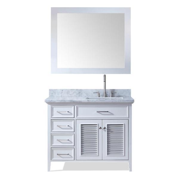 Ariel Kensington 43" White Traditional Right Offset Single Sink Bathroom Vanity D043S-R-WHT