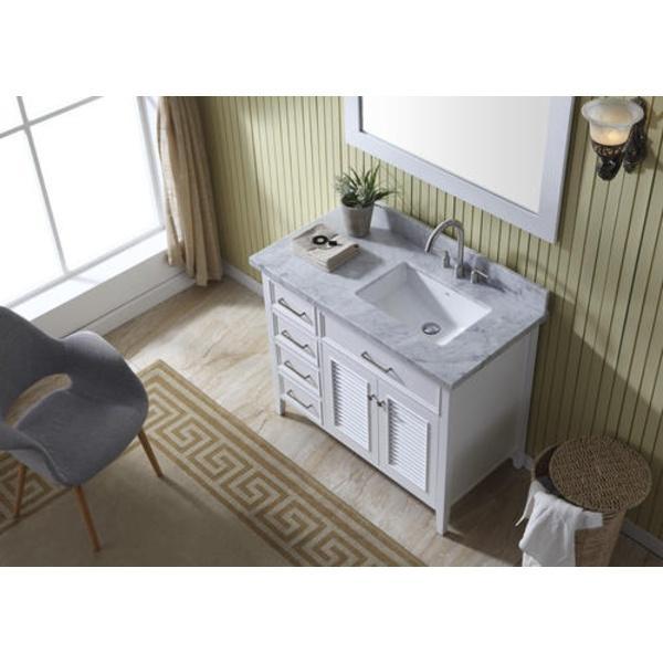 Ariel Kensington 43" White Traditional Right Offset Single Sink Bathroom Vanity D043S-R-WHT