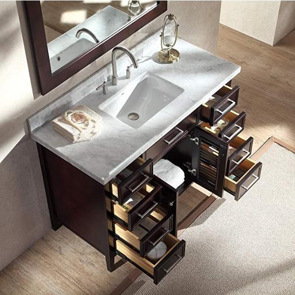 Ariel Kensington 49" Espresso Traditional Single Sink Bathroom Vanity D049S-ESP