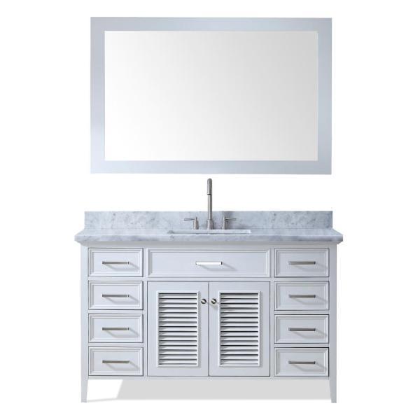 Ariel Kensington 55" White Traditional Single Sink Bathroom Vanity D055S-WHT