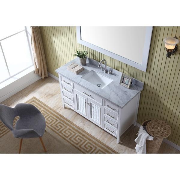 Ariel Kensington 55" White Traditional Single Sink Bathroom Vanity D055S-WHT