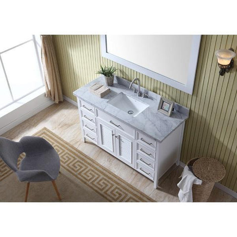 Image of Ariel Kensington 55" White Traditional Single Sink Bathroom Vanity D055S-WHT