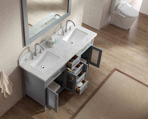 Image of Ariel Kensington 61" Double Sink Vanity Set in Grey D061D-GRY